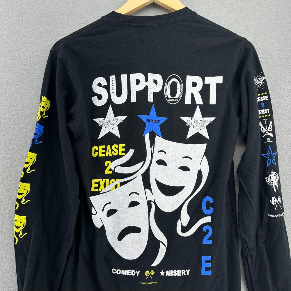 Varg2TM Cease 2 Exist 2022 Tour Comedy Misery Long Sleeve‎ T-Shirt Black S EDM